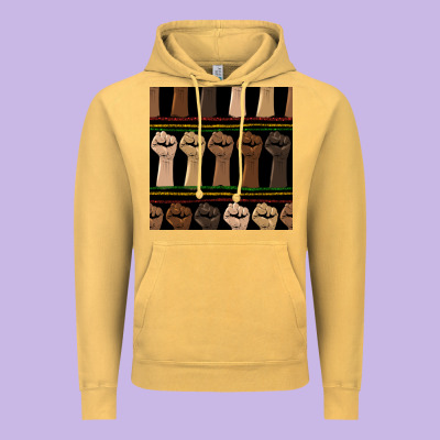 Melanin Rised Fist Seamless Pattern Vintage Hoodie Designed By Bundleandbundleshop