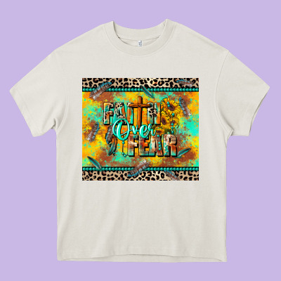 Faith Over Fear Heavy Core Tee Designed By Cowgirlartshop