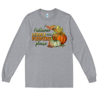 Heather Grey autumn leaves and pumpkins please Long Sleeve Tee - BundleAndBundleShop