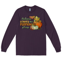 Plum autumn leaves and pumpkins please Long Sleeve Tee - BundleAndBundleShop