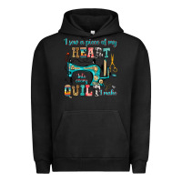 Pigment Black i sew a piece of my heart into every quilt i make Urban Hoodie - RanaPortraitStore