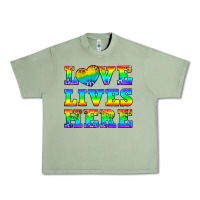 Oil Green Western Love Lives Here Urban Heavy Tee - BundleAndBundleShop