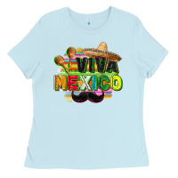 Baby Blue Viva Mexico Ladies Tee - FaDigitalArtStudio