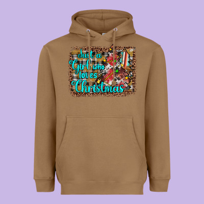 Just A Girl Who Loves Christmas Heavyweight Hoodie Designed By Jahusdesignshop