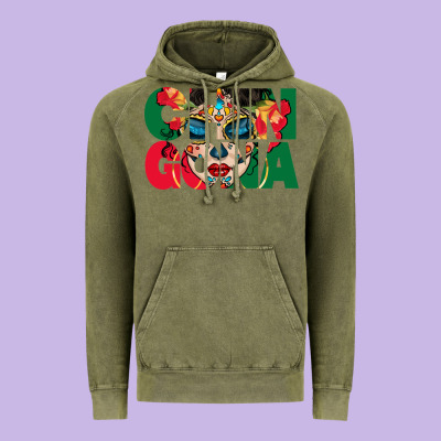 Chingona Sugar Skull Vintage Hoodie Designed By Bundleandbundleshop