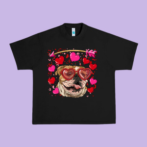 Valentine's Day  Brown English Bulldog Urban Heavy Tee Designed By Ranaportraitstore