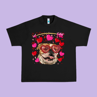 Valentine's Day  Brown English Bulldog Urban Heavy Tee Designed By Ranaportraitstore