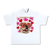 White valentine's day  brown english bulldog Urban Heavy Tee - RanaPortraitStore