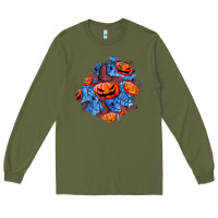 Army Green halloween pumpkin patch  5 Long Sleeve Tee - BundleAndBundleShop