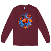 Burgundy halloween pumpkin patch  5 Long Sleeve Tee - BundleAndBundleShop