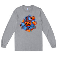 Heather Grey halloween pumpkin patch  5 Long Sleeve Tee - BundleAndBundleShop