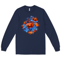 Navy halloween pumpkin patch  5 Long Sleeve Tee - BundleAndBundleShop