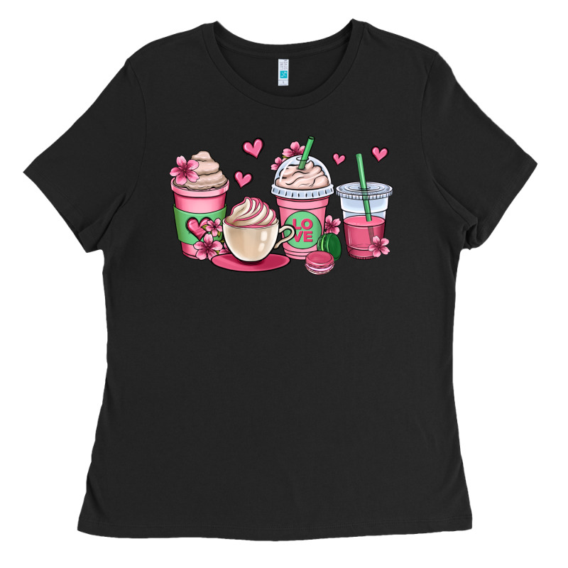 Valentines Day Coffee Cups Ladies Tee by OliviaCreatesArt | Teevron