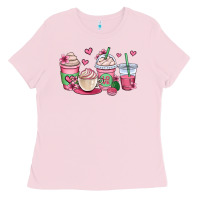 Bubblegum Pink valentines day coffee cups Ladies Tee - OliviaCreatesArt