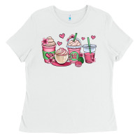 White valentines day coffee cups Ladies Tee - OliviaCreatesArt