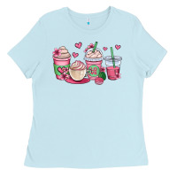 Baby Blue valentines day coffee cups Ladies Tee - OliviaCreatesArt