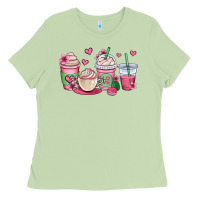 Matcha valentines day coffee cups Ladies Tee - OliviaCreatesArt