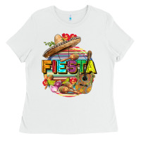 White Fiesta Ladies Tee - FaDigitalArtStudio