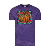 Cloud Purple leopard pumpkin with serape background Vintage Tee - RanaPortraitStore
