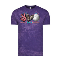 Cloud Purple Peace Love Volleyball Vintage Tee - FaDigitalArtStudio