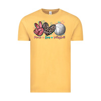 Vintage Mustard Peace Love Volleyball Vintage Tee - FaDigitalArtStudio