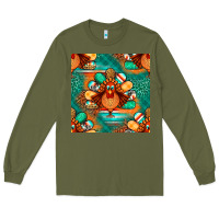 Army Green thanksgiving  turkey seamless pattern Long Sleeve Tee - BundleAndBundleShop