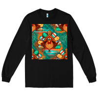 Black thanksgiving  turkey seamless pattern Long Sleeve Tee - BundleAndBundleShop
