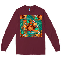 Burgundy thanksgiving  turkey seamless pattern Long Sleeve Tee - BundleAndBundleShop