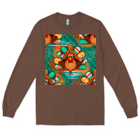 Chestnut thanksgiving  turkey seamless pattern Long Sleeve Tee - BundleAndBundleShop