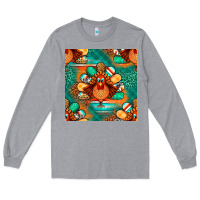 Heather Grey thanksgiving  turkey seamless pattern Long Sleeve Tee - BundleAndBundleShop