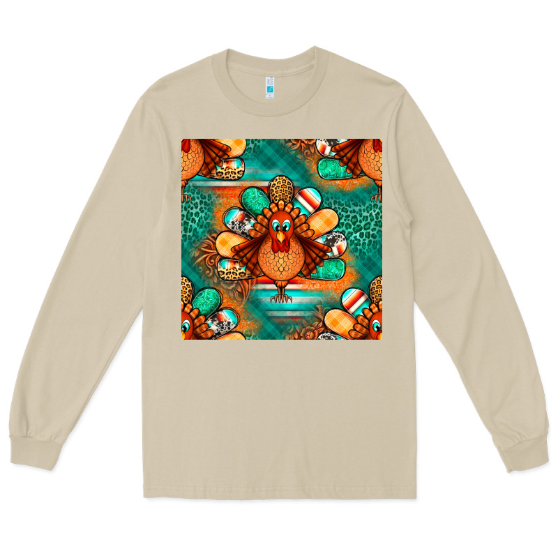 Thanksgiving  Turkey Seamless Pattern Long Sleeve Tee by BundleAndBundleShop | Teevron