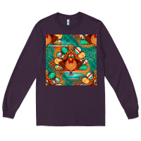 Plum thanksgiving  turkey seamless pattern Long Sleeve Tee - BundleAndBundleShop