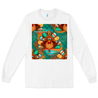 White thanksgiving  turkey seamless pattern Long Sleeve Tee - BundleAndBundleShop