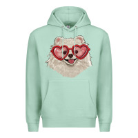 Seafoam white pomeranian with love glasses Premium Hoodie - RanaPortraitStore