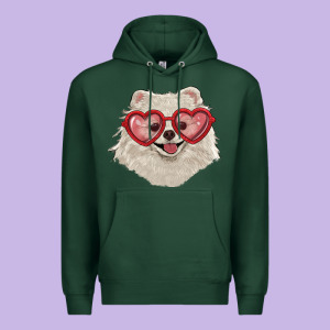 White Pomeranian With Love Glasses Premium Hoodie Designed By Ranaportraitstore