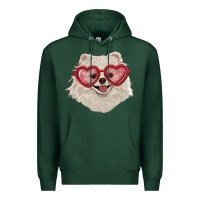 Sports Green white pomeranian with love glasses Premium Hoodie - RanaPortraitStore