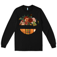 Black customize floral pumpkin Long Sleeve Tee - BundleAndBundleShop