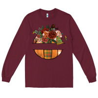 Burgundy customize floral pumpkin Long Sleeve Tee - BundleAndBundleShop