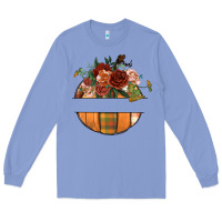 Colony Blue customize floral pumpkin Long Sleeve Tee - BundleAndBundleShop