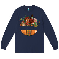 Navy customize floral pumpkin Long Sleeve Tee - BundleAndBundleShop