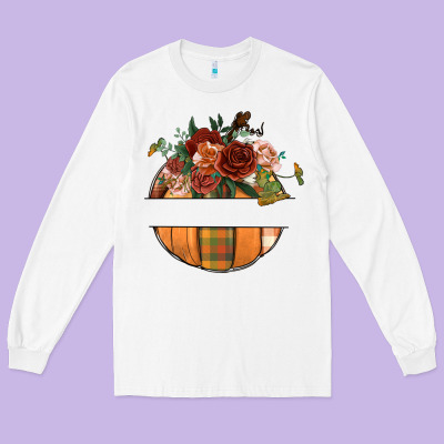 Customize Floral Pumpkin Long Sleeve Tee Designed By Bundleandbundleshop
