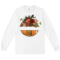 White customize floral pumpkin Long Sleeve Tee - BundleAndBundleShop
