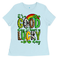Baby Blue St. Patrick's It's a good day to have a lucky day Ladies Tee - OliviaCreatesArt