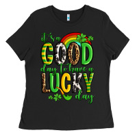 Black St. Patrick's It's a good day to have a lucky day Ladies Tee - OliviaCreatesArt
