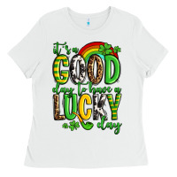 White St. Patrick's It's a good day to have a lucky day Ladies Tee - OliviaCreatesArt