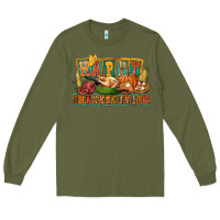 Army Green happy thanksgiving Long Sleeve Tee - FaDigitalArtStudio