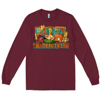 Burgundy happy thanksgiving Long Sleeve Tee - FaDigitalArtStudio