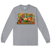 Heather Grey happy thanksgiving Long Sleeve Tee - FaDigitalArtStudio