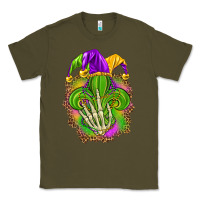 Army Green Mardi Gras with skeleton hand Classic Tee - HowdyJamesFarm