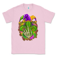Bubblegum Pink Mardi Gras with skeleton hand Classic Tee - HowdyJamesFarm
